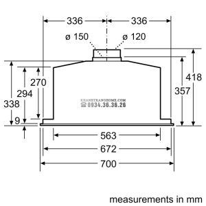 DHL785C 3 MÁY HÚT MÙI ÂM TỦ BOSCH DHL785C SERIE 6 NGANG 70CM