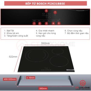 anh noi bat 1000x1000px pij631bb5e Bếp từ Bosch Serie 4 PIJ631BB5E 3 vùng nấu 7400W