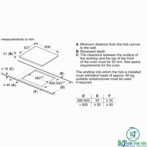 do kich thuoc cat da bep tu bosch pij675fc1e BẾP TỪ BOSCH SERIE 6 PIJ675FC1E 3 VÙNG NẤU 7400W