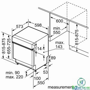 kich thuoc 1 may rua bat bosch smi68ns06g MÁY RỬA BÁT BÁN ÂM BOSCH SMI68NS06G SERIE 6 14 BỘ