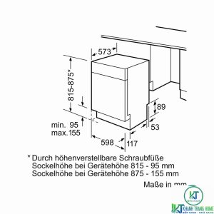 kich thuoc 1 may rua bat bosch smu68n25eu MÁY RỬA BÁT BÁN ÂM BOSCH SMU68N25EU SERIE 6 14 BỘ