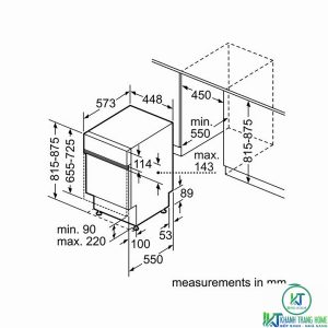 kich thuoc 2 may rua bat bosch spi2hks59e MÁY RỬA BÁT BOSCH BÁN ÂM SPI2HKS59E SERIE 2 9 BỘ