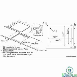kich thuoc bep tu bosch pxe601dc1e 3 BẾP TỪ BOSCH SERIE 8 PXE601DC1E 4 VÙNG NẤU