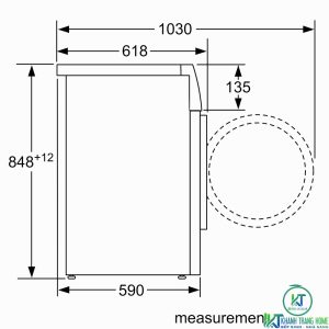 kich thuoc lap dat may giat bosch wat286h8sg MÁY GIẶT BOSCH WAT286H8SG HOME CONNECT/I-DOS 8KG 1400RPM