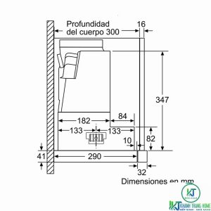 kich thuoc may hut mui dfs097k50 4 MÁY HÚT MÙI ÂM TỦ BOSCH DFS097K50 SERIE 8 NGANG 90CM