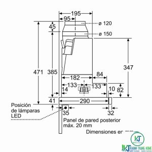 kich thuoc may hut mui dfs097k50 5 MÁY HÚT MÙI ÂM TỦ BOSCH DFS097K50 SERIE 8 NGANG 90CM