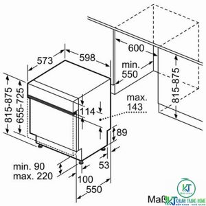 kich thuoc may rua bat bosch smi68ms04e MÁY RỬA BÁT BOSCH BÁN ÂM SMI68MS04E SERIE 6 SẤY ZEOLITH