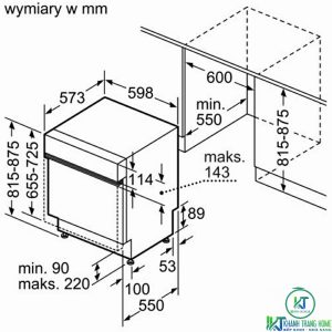 kich thuoc may rua bat bosch smi6ecs93e MÁY RỬA BÁT BOSCH SERIE 6 SMI6ECS93E BÁN ÂM