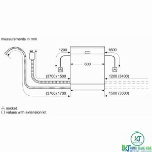 kich thuoc may rua bat bosch sms6eci93e MÁY RỬA BÁT ĐỘC LẬP BOSCH SMS6ECI93E SERIE 6 SẤY HÉ CỬA