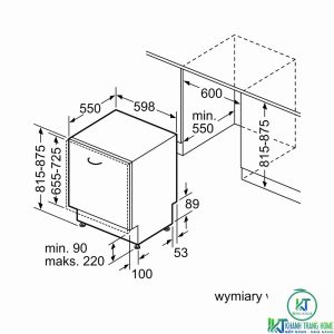 kich thuoc may rua bat bosch smv6zcx07e 2 MÁY RỬA BÁT BOSCH ÂM TỦ SMV6ZCX07E SERIE 6 SẤY ZEOLITH