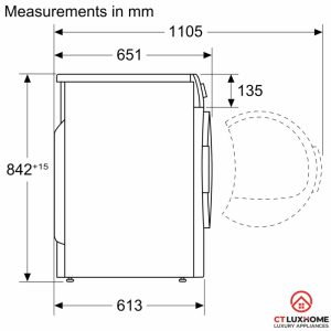 kich thuoc may say bosch wtb86201sg MÁY SẤY BOSCH SERIE 4 WTB86201SG SẤY NGƯNG TỤ 8KG