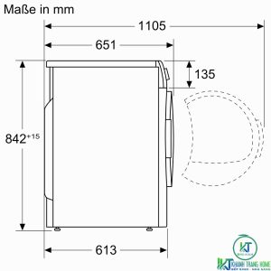 kich thuoc may say bosch wtx87e40 MÁY SẤY BOSCH WTX87E40 HEATPUMP 9KG