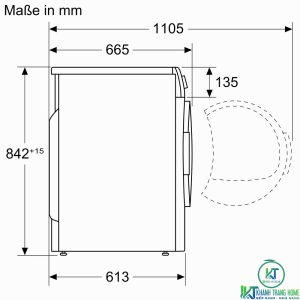 kich thuoc may say bosch wtx87m40 MÁY SẤY BOSCH SERIE 8 WTX87M40 HEATPUMP