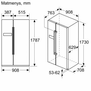 kich thuoc tu lanh bosch kai93vbfp TỦ LẠNH SIDE BYSIDE BOSCH KAI93VBFP SERIES 6 – DUNG TÍCH 562L