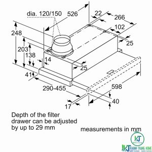 may hut mui am tu bosch dfl064w53b 12 MÁY HÚT MÙI ÂM TỦ BOSCH DFL064W53B SERIE 2 NGANG 60CM