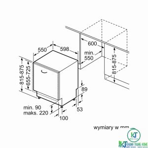 thong so 1 may rua bat bosch smv4evx10e MÁY RỬA BÁT ÂM TỦ BOSCH SMV4EVX10E SERIE 4 SẤY HÉ CỬA