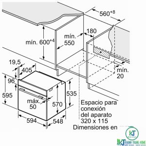 thong so lap dat 4 hra512es0 2000x2000 LÒ NƯỚNG ÂM TỦ BOSCH HRA512ES0 SERIE 4 71L MẶT INOX