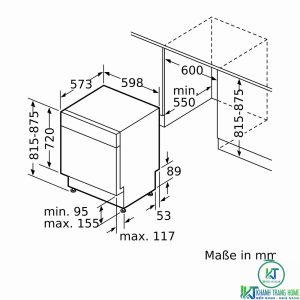 thong so lap dat 1 smu6zcs00e 2000x2000 MÁY RỬA BÁT BÁN ÂM BOSCH SMU6ZCS00E ZEOLITH SERIE 6 14 BỘ