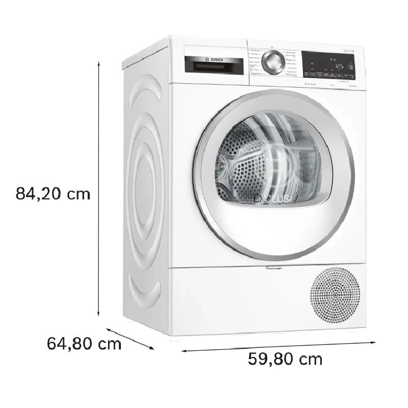 19953 kich thuoc may say bom nhiet bosch 8kg wqg233c90 serie 6 Máy sấy Bosch WQG233C90